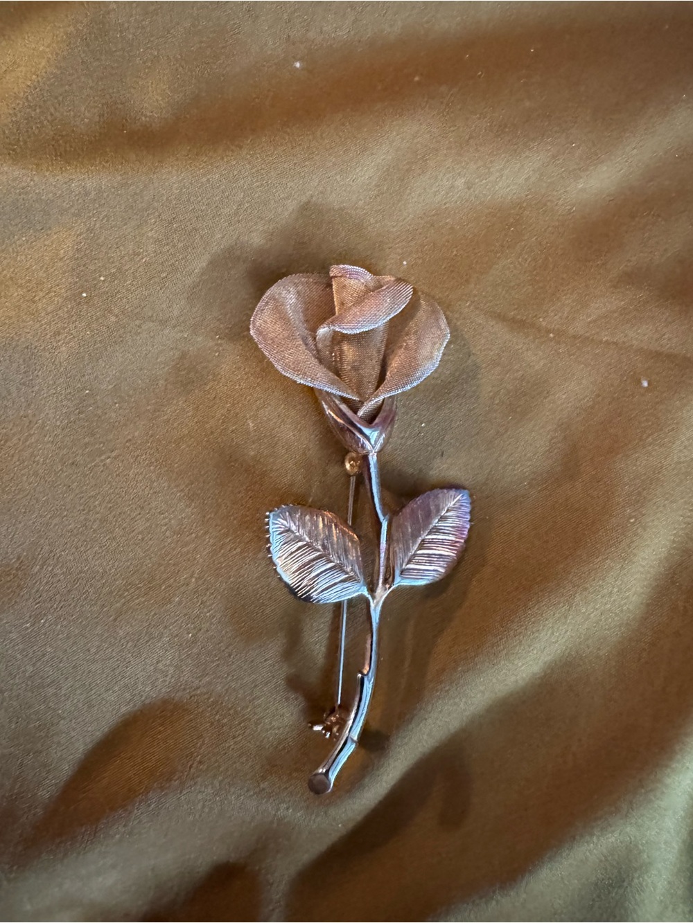 Silver-Tone Rose Brooch Pin - Floral Accent